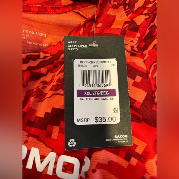 Under Armour Tech ABC Camo Short Sleeve Shirt XXL Red 1361698 690 Print 2XL New - Picture 10 of 11